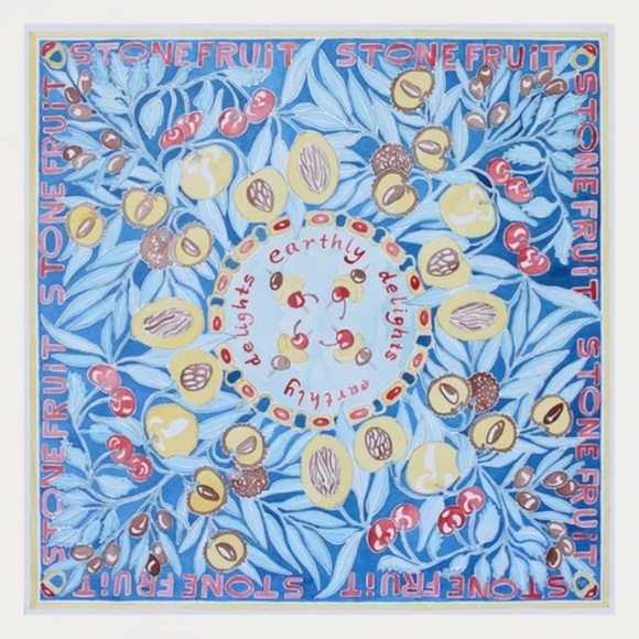 Stone Fruit Accessories - New Stone Fruit Silk Signature Scarf Blue Festival